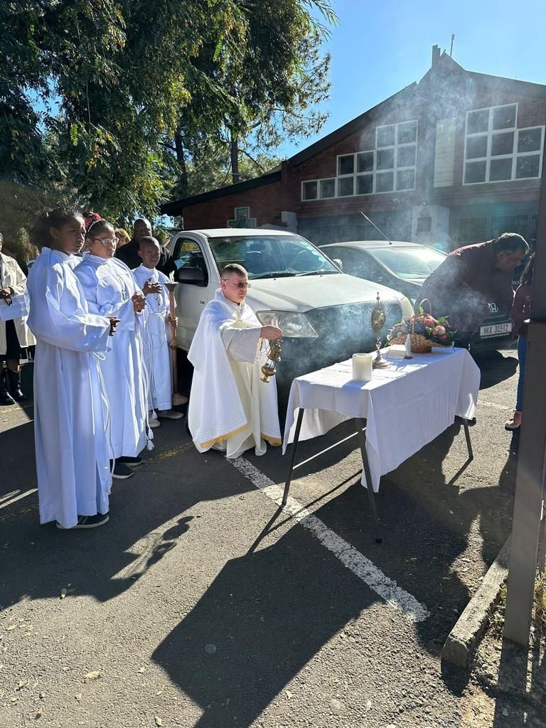 Outside the church hall - Church Corpus Christi procession